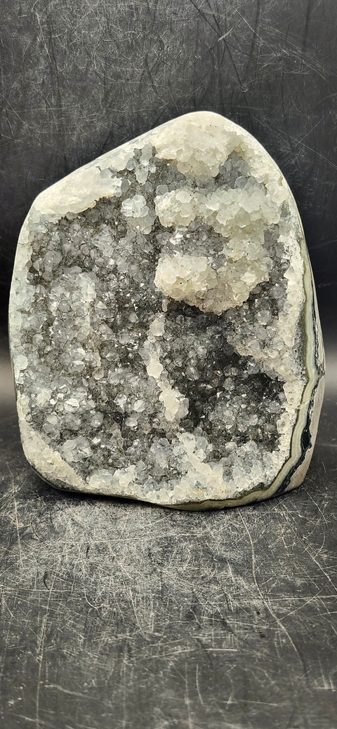 Black amethyst cut base free form! 1.12 pounds, 4.2 inches tall