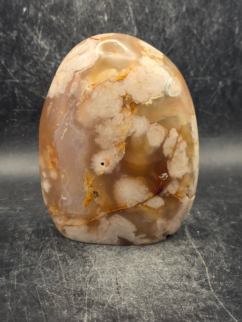 Flower agate free form! 13 ounces, 3.4 inches tall, 2.8" wide