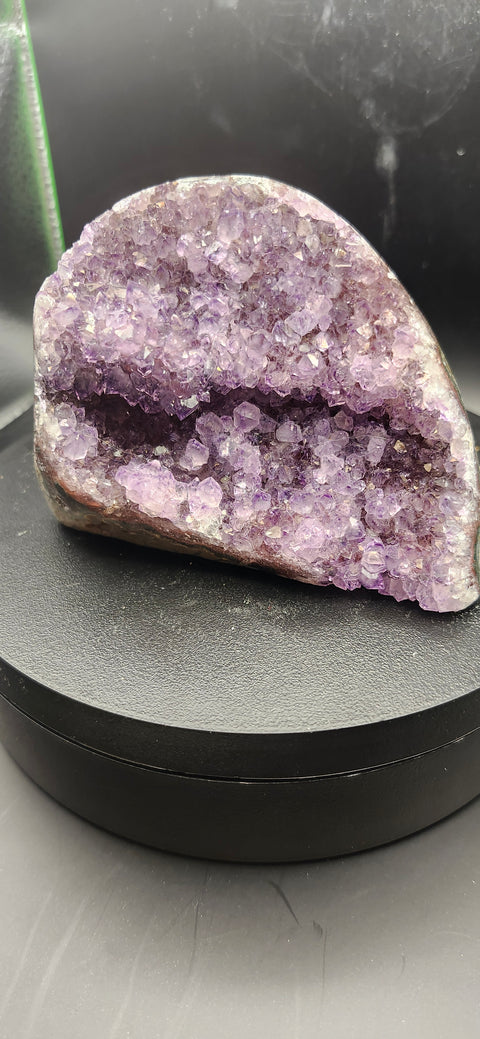 Amethyst cut base free form! 12 ounces, 3.6 inches long, 2.8 tall