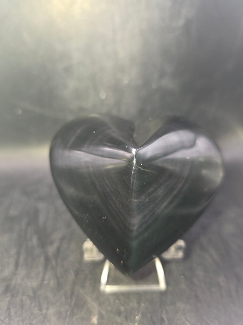 Rainbow obsidian heart! 10 ounces, 3 inches wide, 2.8" tall