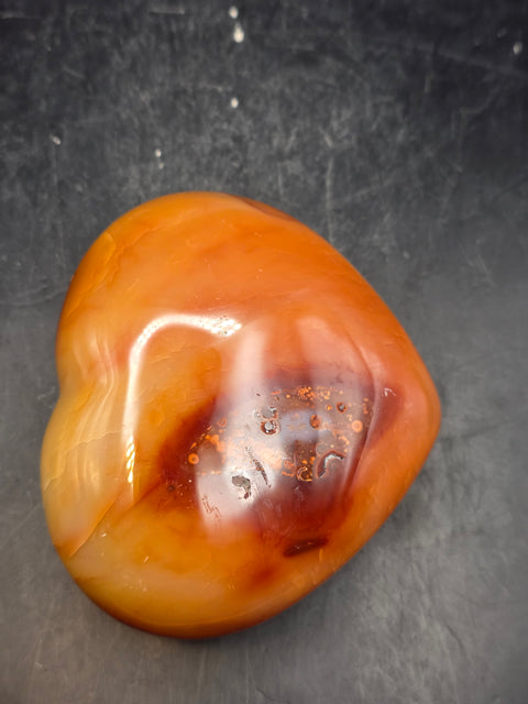 Carnelian agate heart! 3.3 inches wide, 3 inches tall