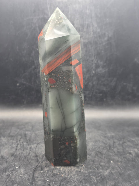 Large African bloodstone tower! 5.7 inches tall, 13.2 inches!