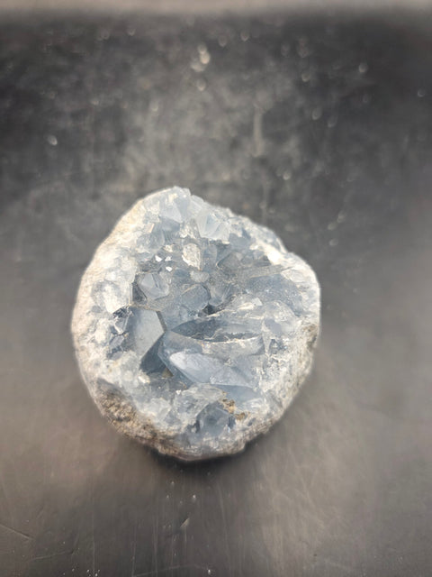 Blue calcite geode! 8 ounces, 1.8 inches long, 1.7 inches wide!