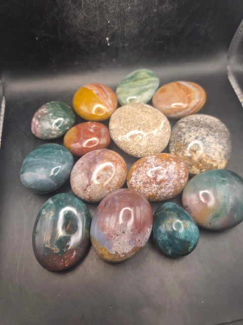 Ocean jasper palm stone! 1.6 too 2.2 inches!