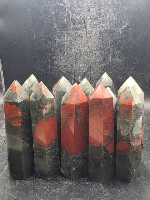 African bloodstone tower! 3.1 to 3.4 inches tall!