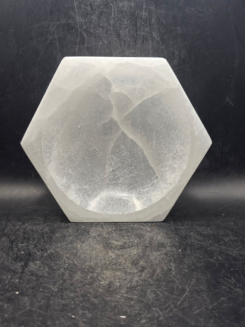 Selenite hexagonal bowl! 4.7 inches wide!