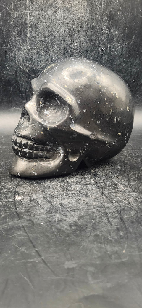 Shungite skull! 1.2 pounds, 3.7 inches long, 2.9 tall!