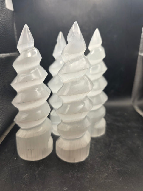 Selenite spiral tower! 6 inches tall, 9.5 ounces!