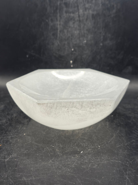 Selenite hexagonal bowl! 4.7 inches wide!