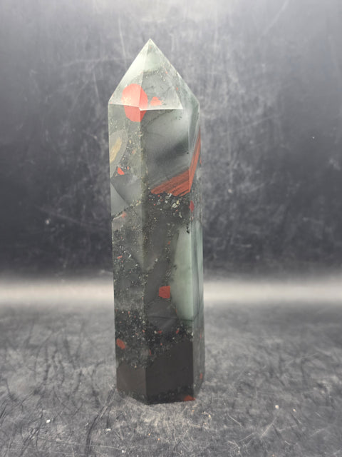 Large African bloodstone tower! 5.7 inches tall, 13.2 inches!