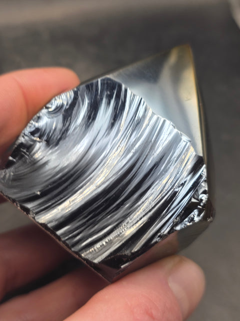Titanium obsidian polished top point! 2.8 inches tall, 8 ounces!