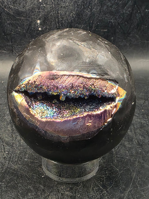 Aura amethyst sphere! 66mm, 2.6 inches, 14 ounces