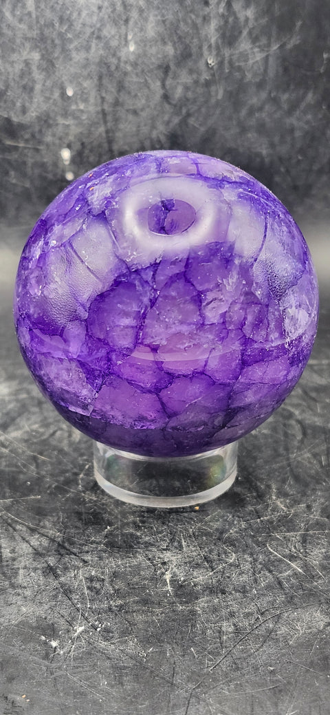 Purple crackle quartz uv reactive! 61.9mm, 2.4 inches, 11.5 ounces