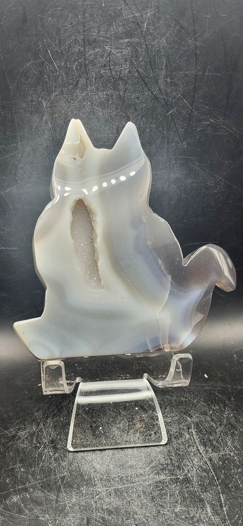 Druzy agate cat! 8 ounces, 4 inches tall, 4 inches wide