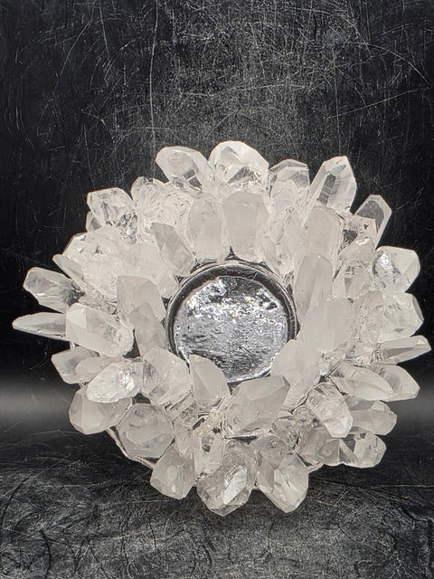 Lemurian quartz candle holder! 14 ounces, 4 inches wide!