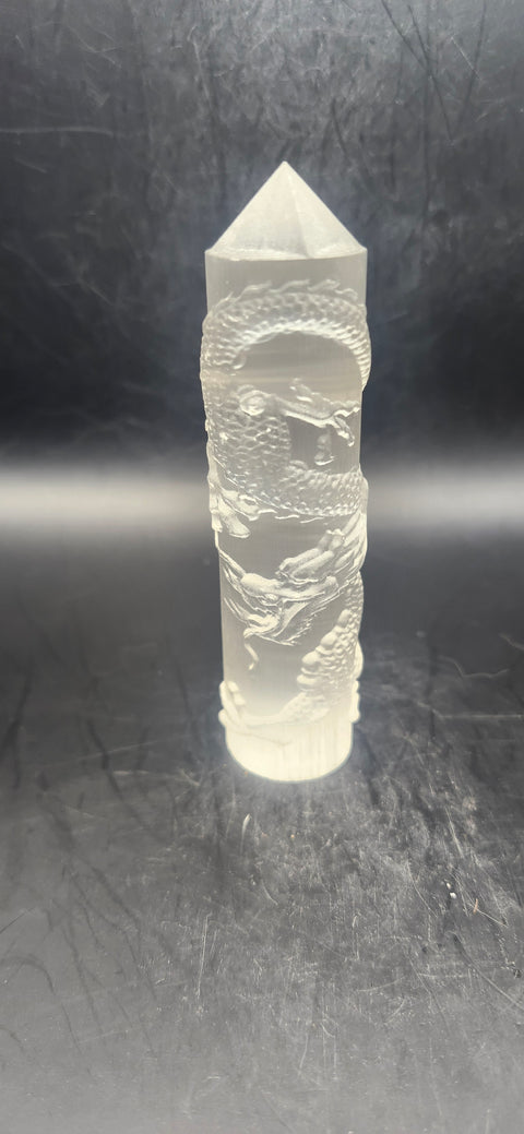 Selenite dragon tower! 4.25 inch tall, 3.7 ounce!