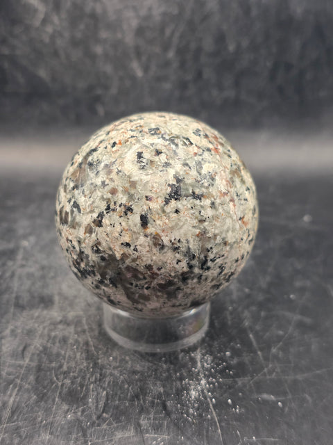 Flame stone sphere "yooperlite" 55mm, 2.1 inches, 7.7 ounces