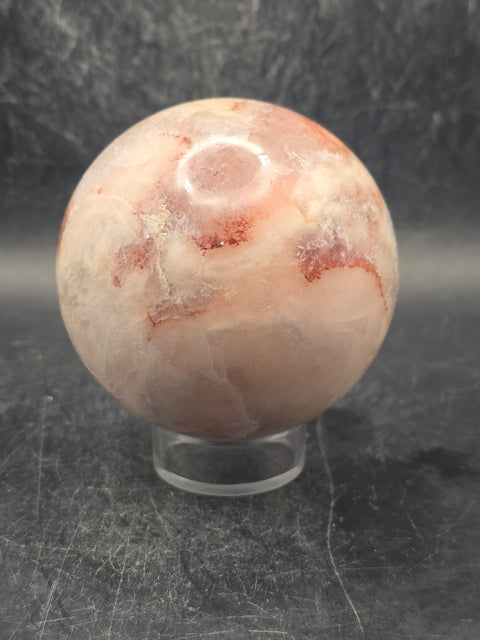 Pink amethyst flower agate sphere! 66mm, 2.6 inches, 13.8 ounces