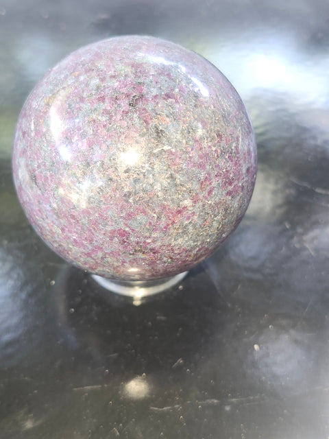 Ruby in kyanite sphere! 13.7 ounces, 58.4mm, 2.30 inches uv reactive