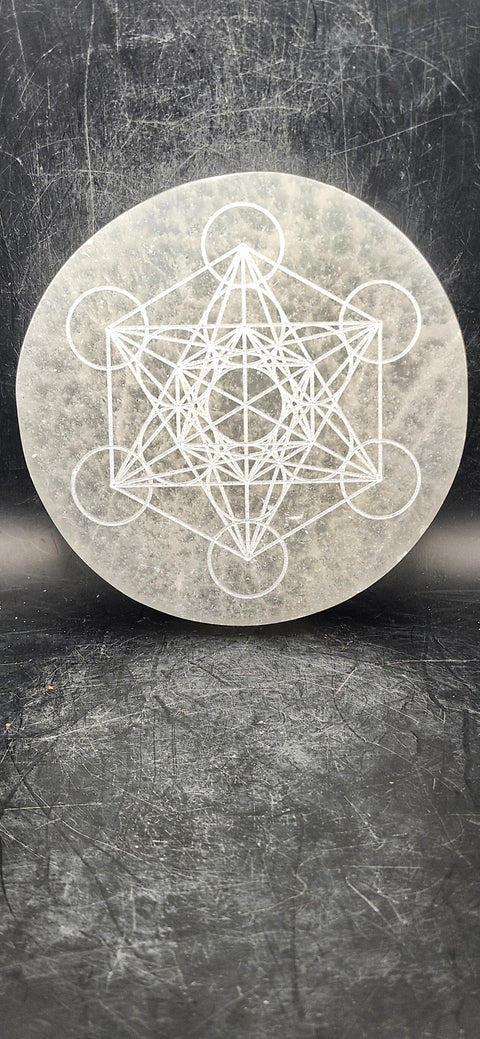 Metatrons cube selenite charging plate! 4 inches long, 9 ounces!