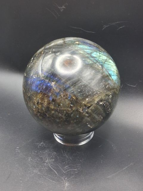 Jumbo labradorite sphere! 96mm, 3.7 inches  2.14 pounds