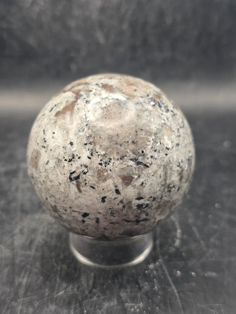 Flame stone sphere "yooperlite" 57.8mm, 2.2 inches, 9 ounces