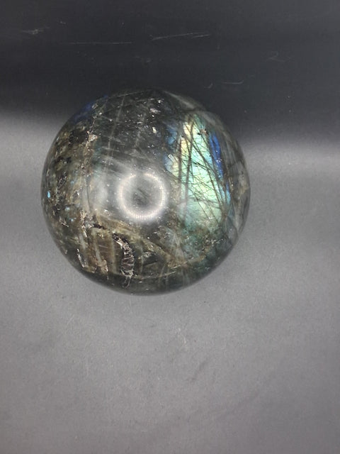 Jumbo labradorite sphere! 96mm, 3.7 inches  2.14 pounds
