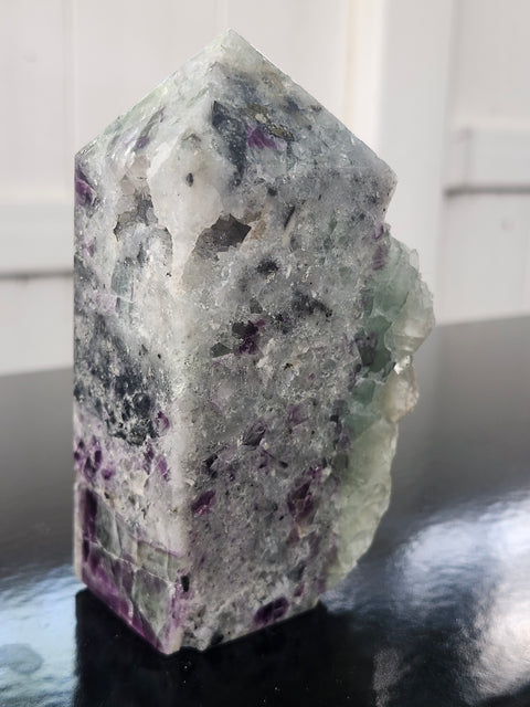 Pyrite in florite free form tower!!  4.4 inches tall, 2.5 inches wide, 1.2 pounds