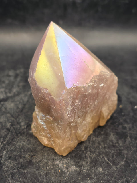 Aura Rose quartz Polished top point! 4.3 ounces, 2.3 inches tall