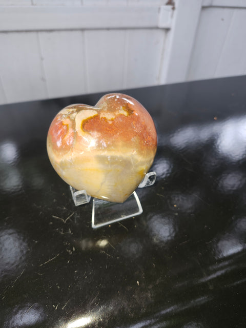 Polychrome jasper heart! 10.3 ounces, 3.5 inches wide