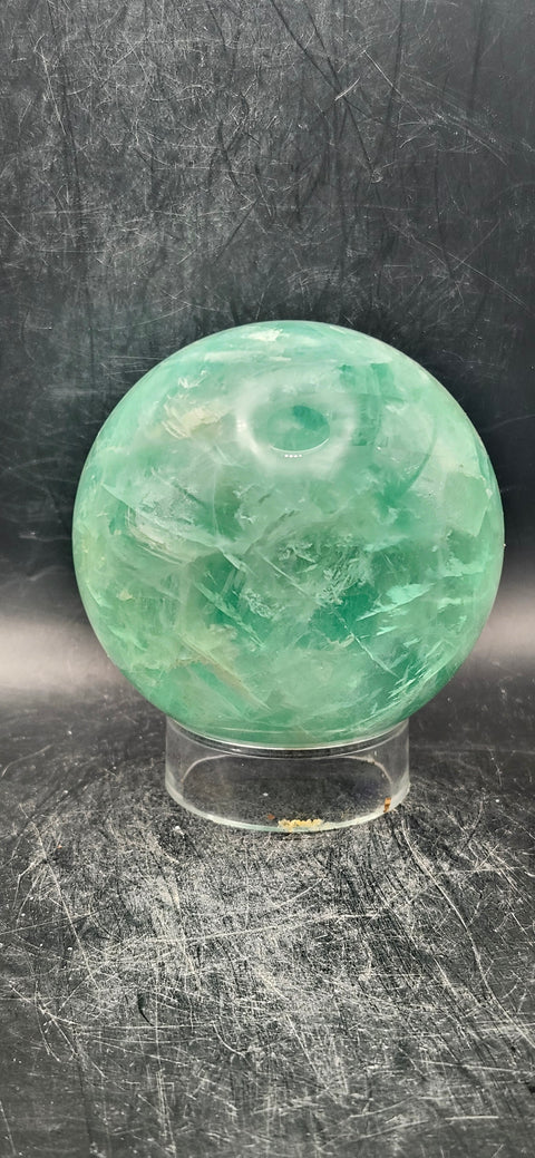 Green florite sphere! 75mm, 2.9 inches, 1.9 pounds!