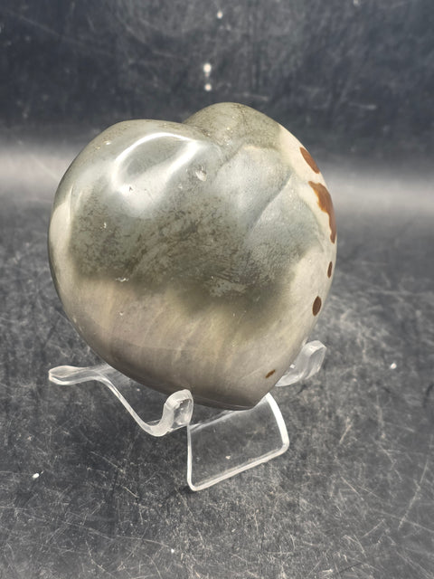 Polychrome jasper heart! 8 ounces, 2.9 inches wide, 2.7" tall