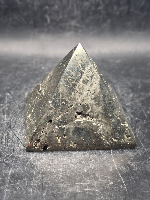 Pyrite pyramid! 9 ounces, 1.8 inches tall, 2.2" wide