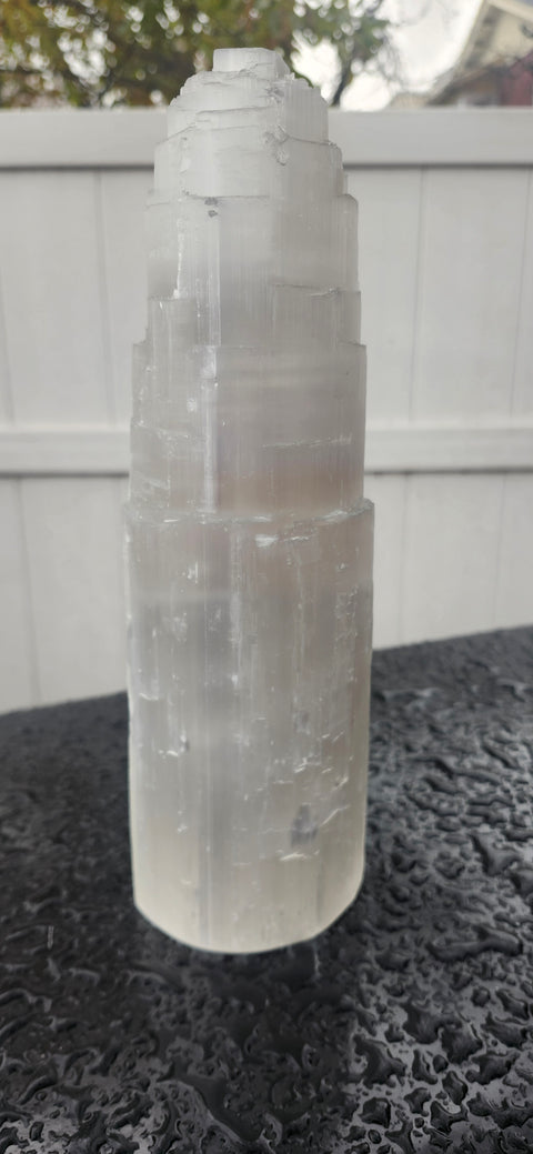 Jumbo selenite tower with led base! 10 inches tall, 4 pounds!