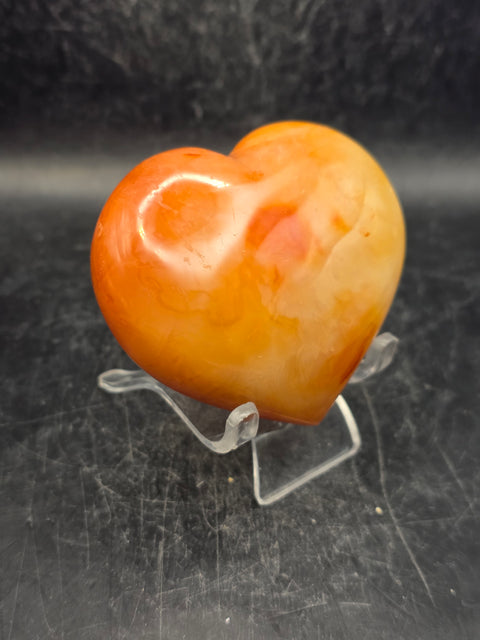 Carnelian agate heart! 2.7 inches wide, 2.4 inches tall