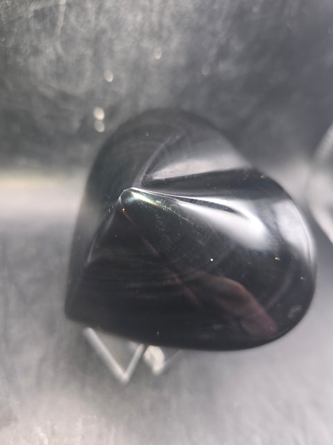 Rainbow obsidian heart! 10 ounces, 3 inches wide, 2.8" tall