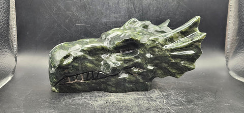 Nephrite jade dragon skull! 1.13 pounds, 5.5 inches long, 2.7 tall