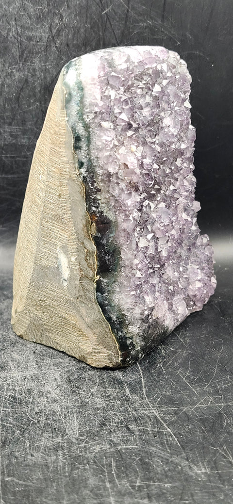 Amethyst cut base free form! 2.2 pounds, 4.5 inches tall, 3.6 wide