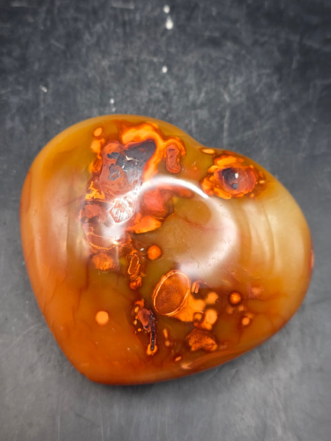Carnelian agate heart! 3.3 inches wide, 3 inches tall