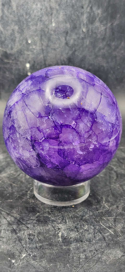 Purple crackle quartz uv reactive! 61.9mm, 2.4 inches, 11.5 ounces