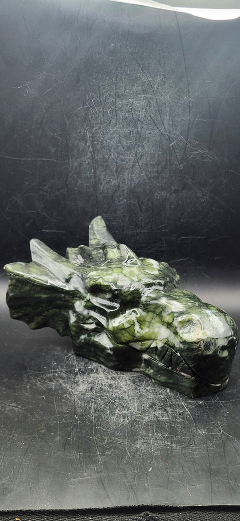 Nephrite jade dragon skull! 1.13 pounds, 5.5 inches long, 2.7 tall