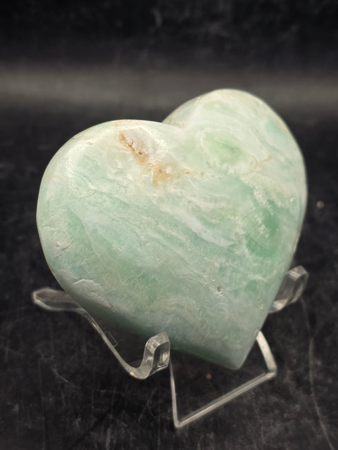 Caribbean calcite heart! 5 ounces, 2.7 inches tall, 2.5" wide