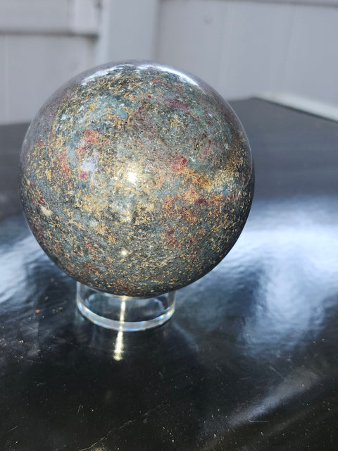 Ruby in kyanite sphere! 1.4 pounds, 66.8mm, 2.63 inches uv reactive