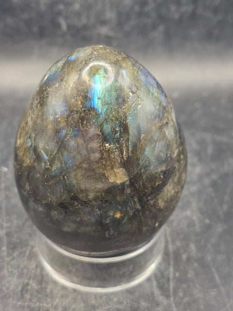 Labradorite egg! 10.9 ounces, 2.9 inches tall, 2.1" wide