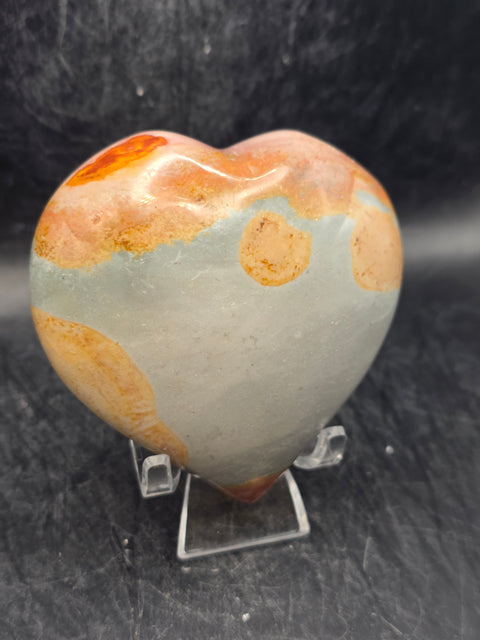 Polychrome jasper heart! 10 ounces, 3.1 inch by 3.1 inch!