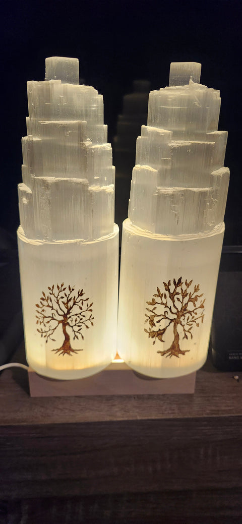 Tree of life selenite lamp! 10 inches tall, 3.5 wide, 4 pounds! With led base