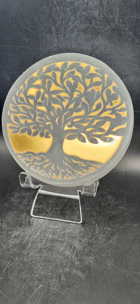Selenite tree of life charging plate! 4 inches long, .67 thick, 10 ounces
