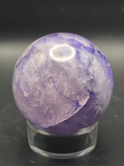 Purple crackle quartz sphere! 60.8mm, 2.3 inches, 11.2 ounces