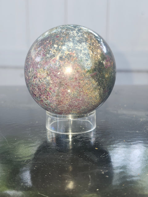 Ruby in kyanite sphere! 11.5 ounces, 55.8mm,2.20 inches uv reactive