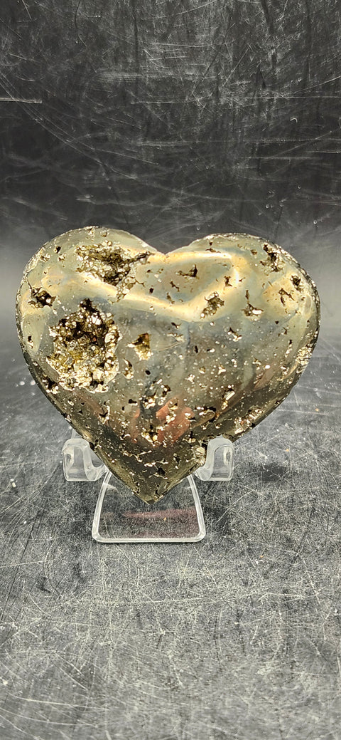 Pyrite heart! 3.7 ounces, 2.25 inches wide, 2 inches tall